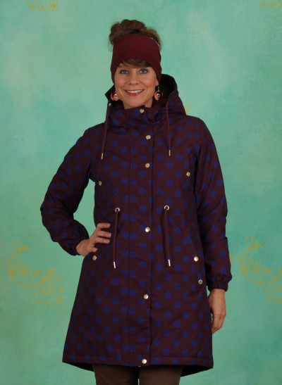 Mantel, Purple Blue Dots Winter Parka, dark-bordeaux