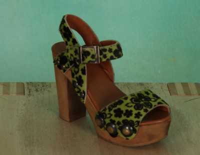 Schuhe, Carmen, pony-flower-grün