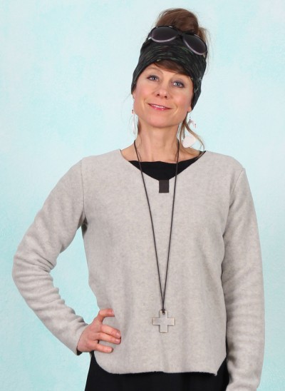 Fleece-Pullover und Kette, 1362-805, light-grey