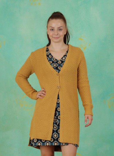 Cardigan, Deeper, mustard-yellow