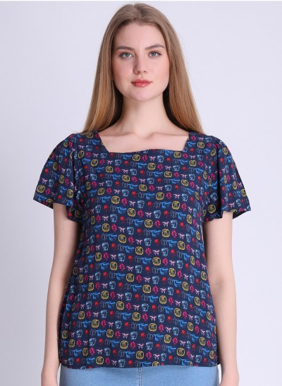 Shirt, 211-11-070-307, print-navy