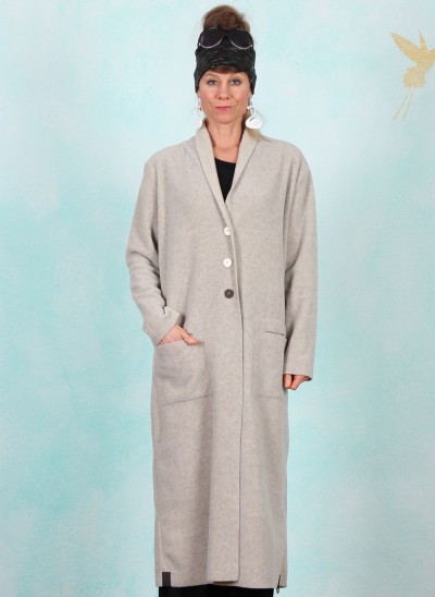 Fleece-Cardigan, 7162-805, light-grey