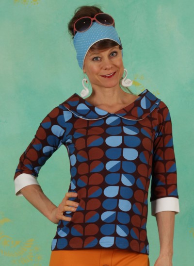 Bluse, BL-3249, blue-brown
