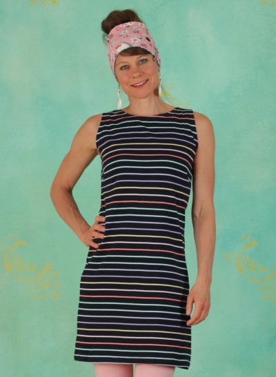 Kleid, D0498, dark-blue-stripes
