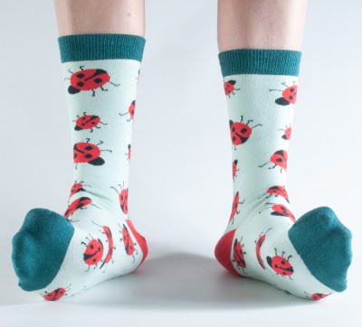 Socken, DDS809, light-green-red