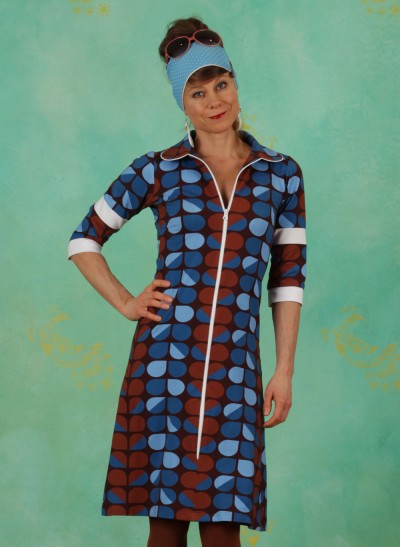 Kleid, DRE-01247, blue-brown