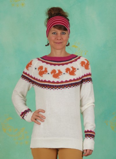 Pullover, Nuts About You Squirrel Sweater, cream-multi