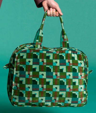 Samt-Reisetasche, P-023, blue-green