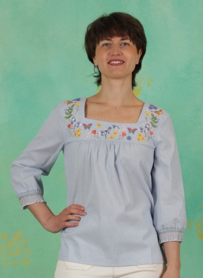 Bluse, T0618, blue-stripe