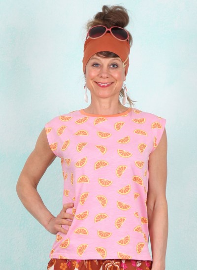 Top, T1051, pink-orange