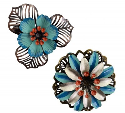 (Haar-) Brosche, UH062, blue-silver