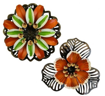 (Haar-) Brosche, UH065, orange-green