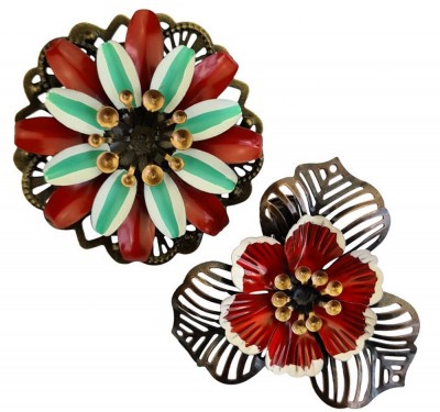 (Haar-) Brosche, UH069, red-mint