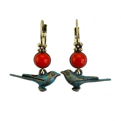 Ohrringe, UH085, turquoise-red