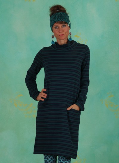 Kleid, W20E05, blue-green-stripes
