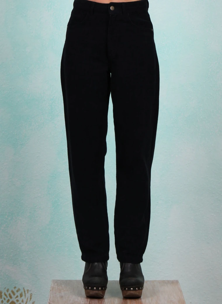 Cord-Hose, High Waist Olotte, black-corduroy