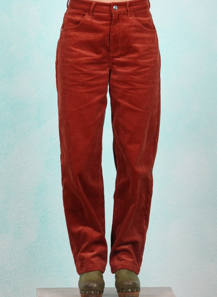 Cord-Hose, High Waist Olotte, burnt-earth-corduroy-brown