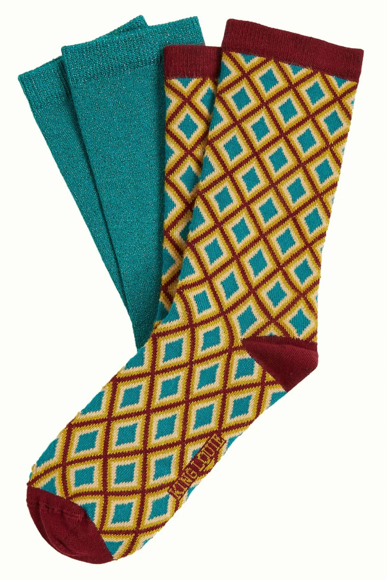 Socken 2er-Pack, 09386-205, green-red-multi