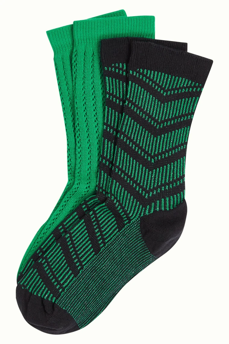 Socken 2er-Pack, 09770-298, green-black