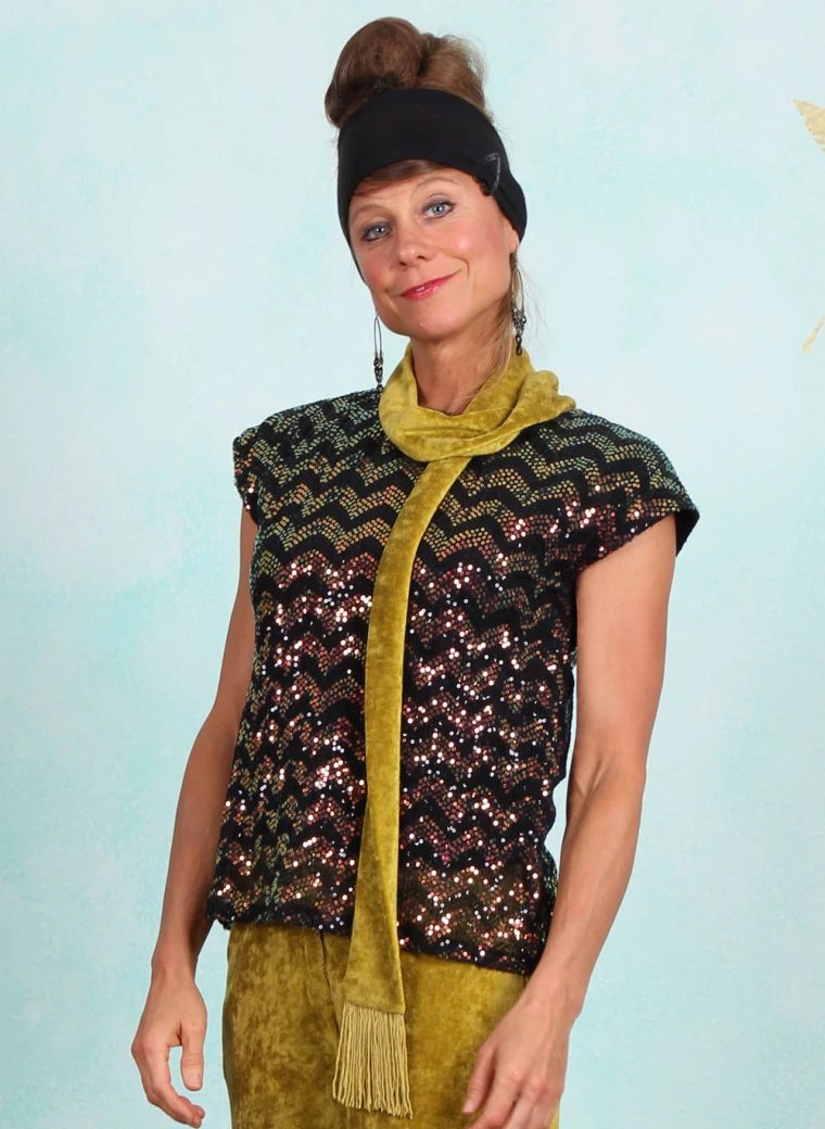 Samt-Schal, 42702, green-yellow