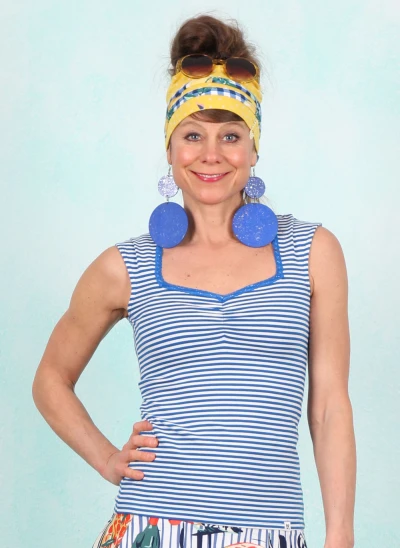 Top, Let Romance Rule, blue-viva-el-sol-stripe