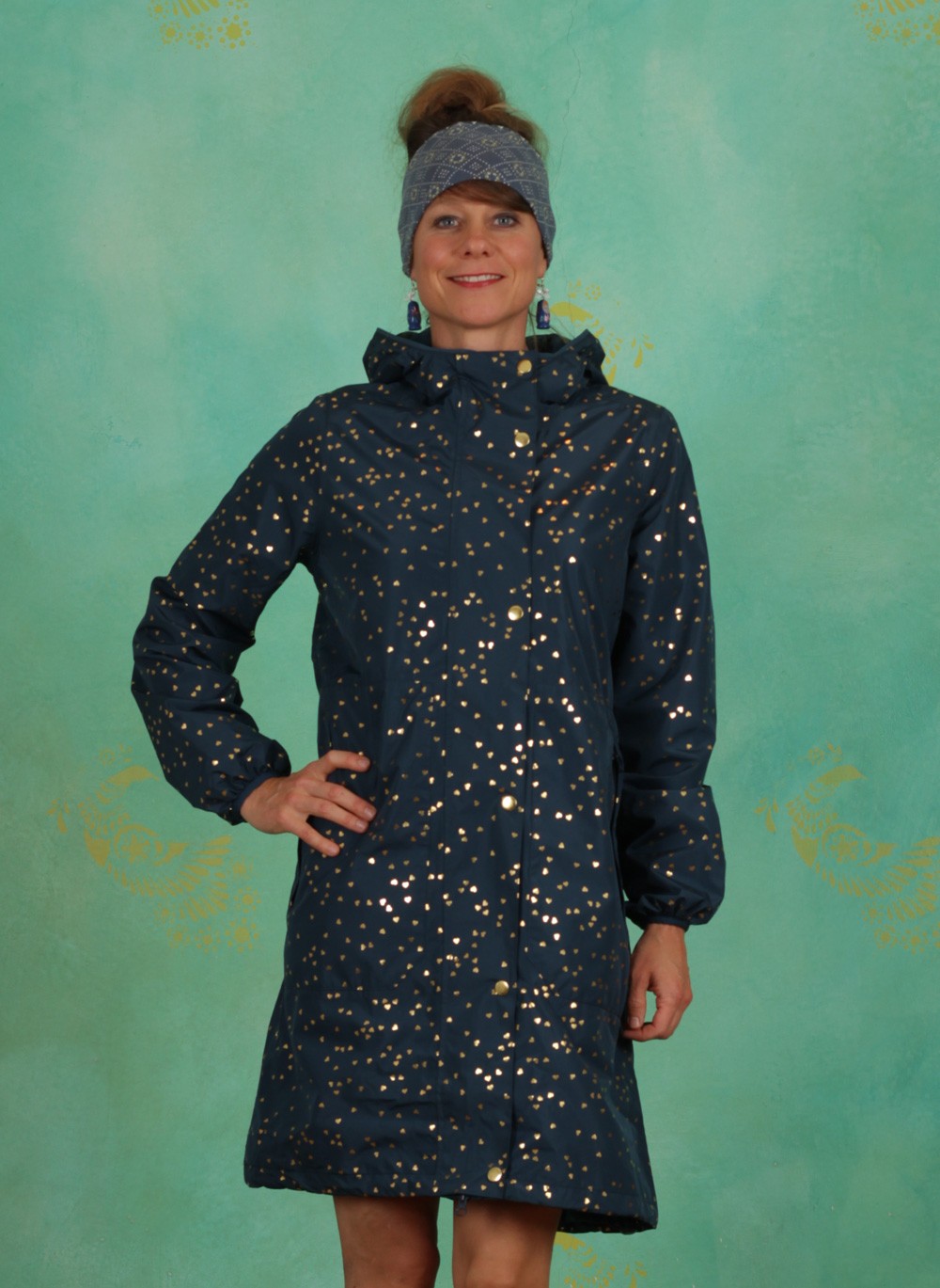 Danefae Herbst Mantel, Rain Jacket, deepoceangoldconfetti ey