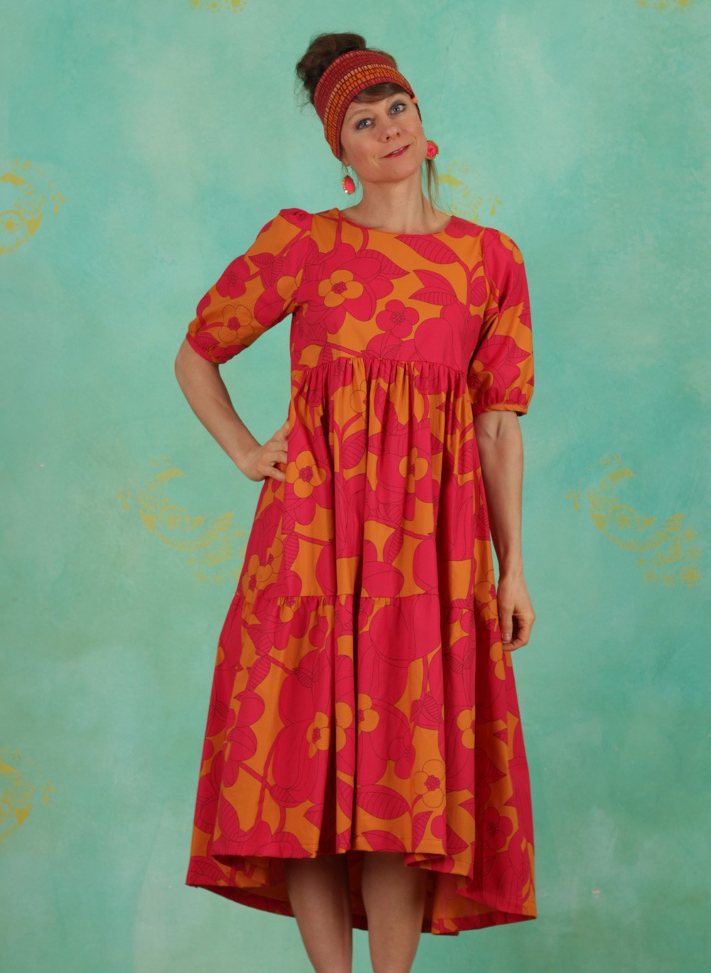 Kleid orange pink rot Clearance