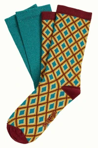 Socken 2er-Pack, 09386-205, green-red-multi