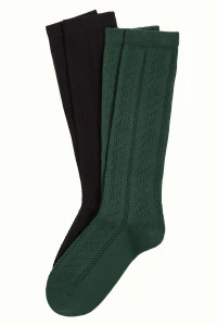 Kniestürmpfe 2er-Pack, 09391-001, black-green
