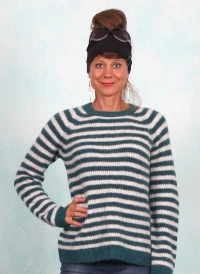 Pullover, 12495-4256, petrol-beige