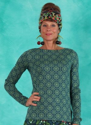Shirt, Hüpfeherz, green-mosaic-flower