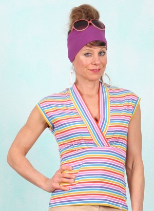 Shirt, Virgin Venus, coral-rainbow-stripes