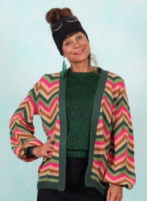 Cardigan, K0920, green-multi