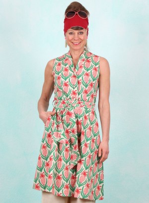 Kleid, SP26-007, beige-pink-green