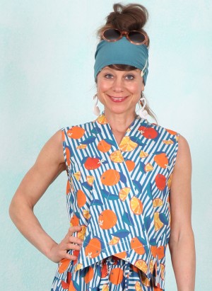 Top, SP26-017, blue-orange