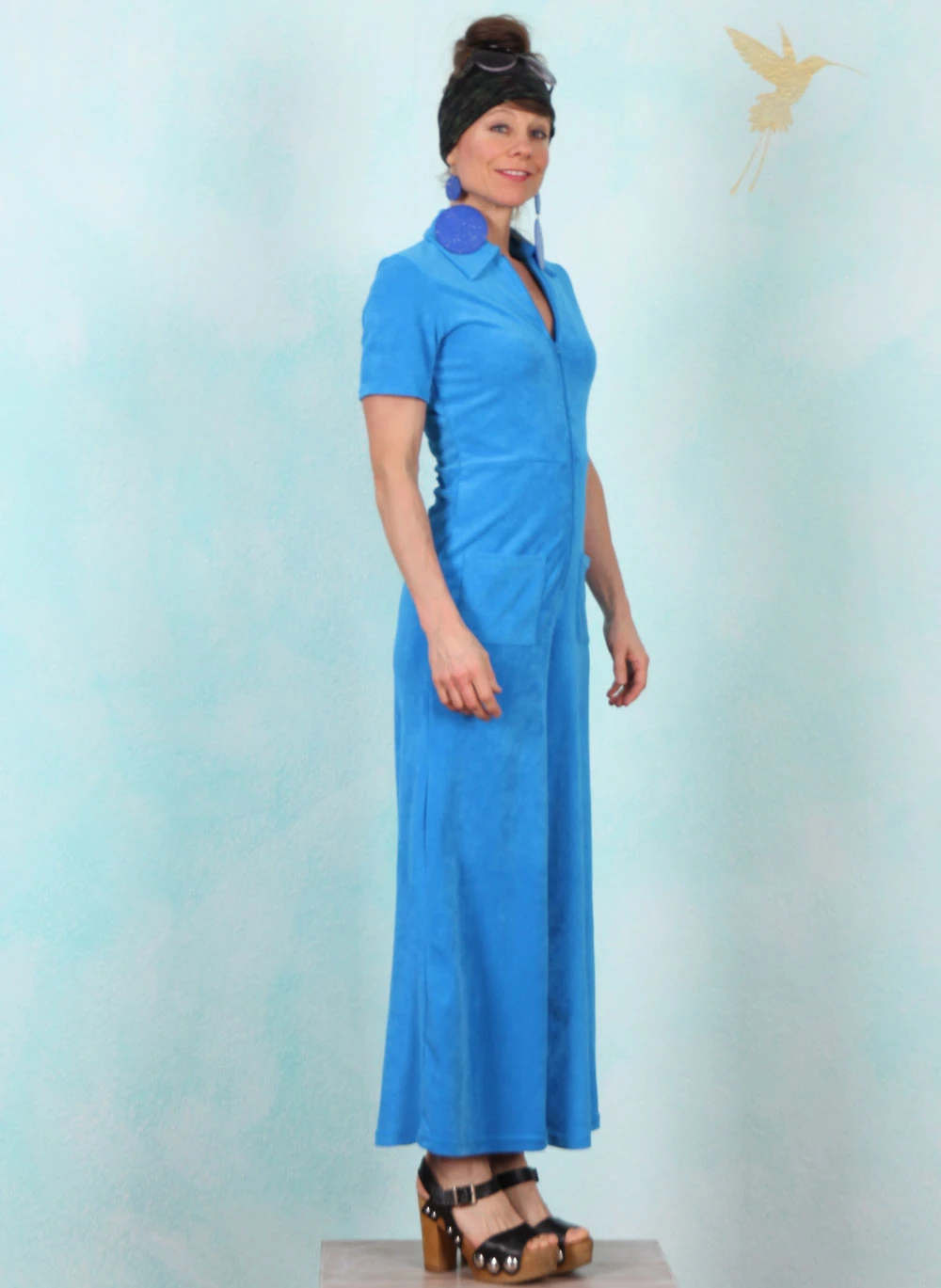 Frottee-Jumpsuit, Renée Love, cheerful-modern-blue - Image 2