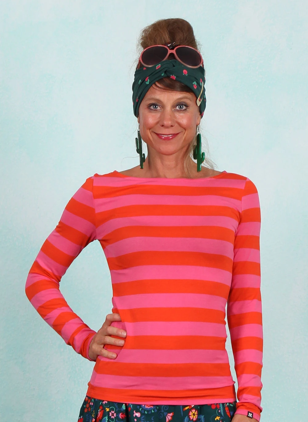 Shirt, Sweet Sailorette, bold-pinkish-stripe - Image 1