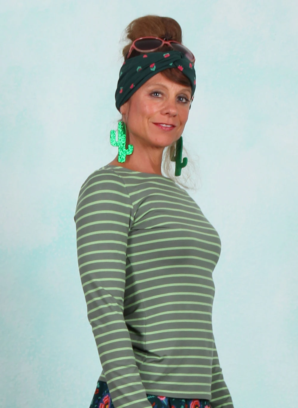 Shirt, Sweet Sailorette, dusty-green-tea-stripe - Image 2