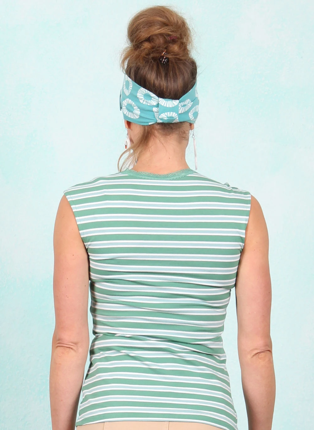 Top, Let Romance Rule, caravan-stripes-green - Image 3