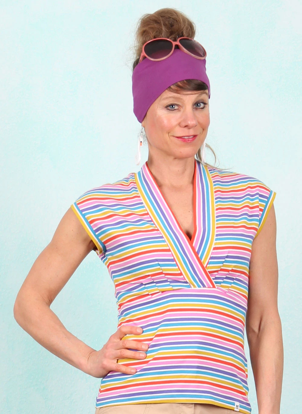 Shirt, Virgin Venus, coral-rainbow-stripes - Image 1