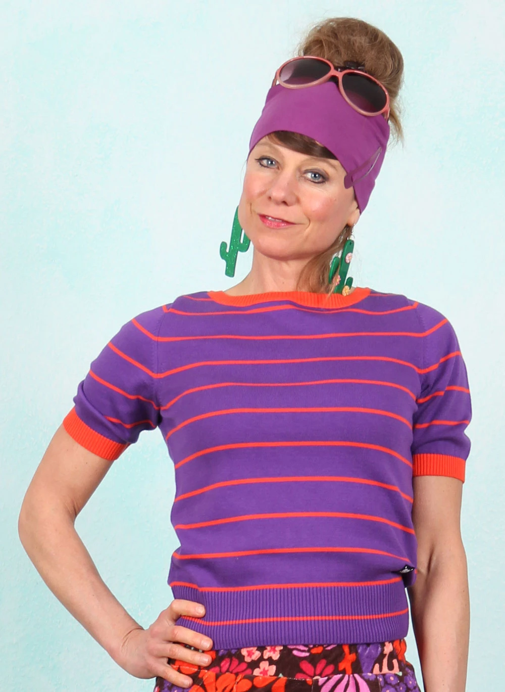 Pullover, Pretty Preppy, bold-lilac-ribbons-stripes - Image 1