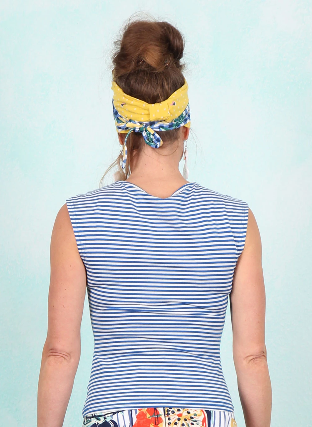 Top, Vintage V-Neck, blue-viva-el-sol-stripe - Image 3
