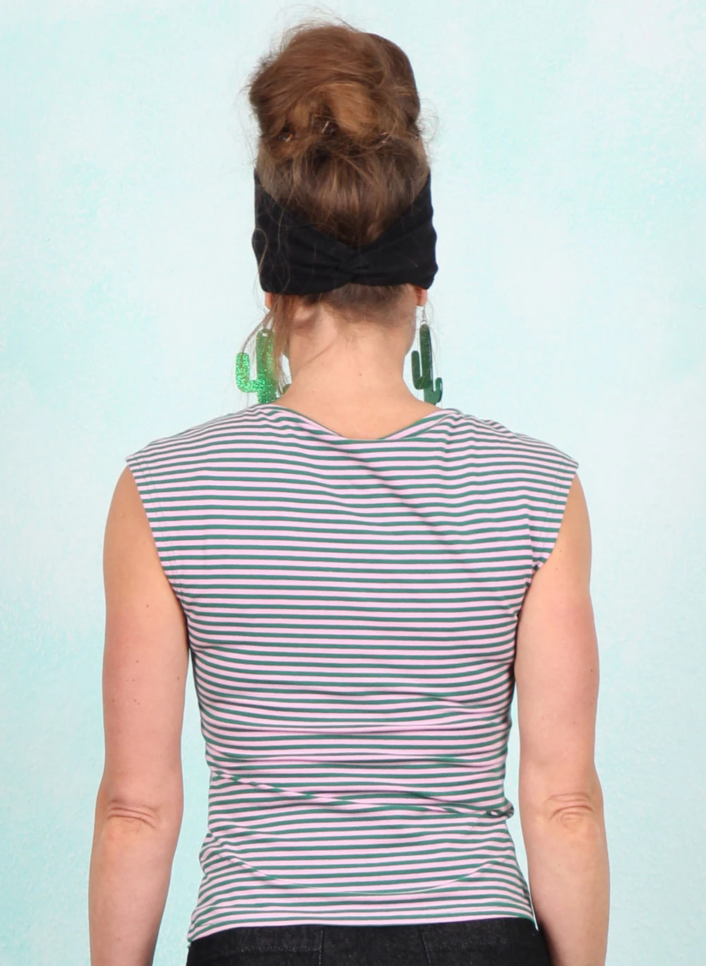 Top, Vintage V-Neck, green-viva-el-sol-stripe - Image 3