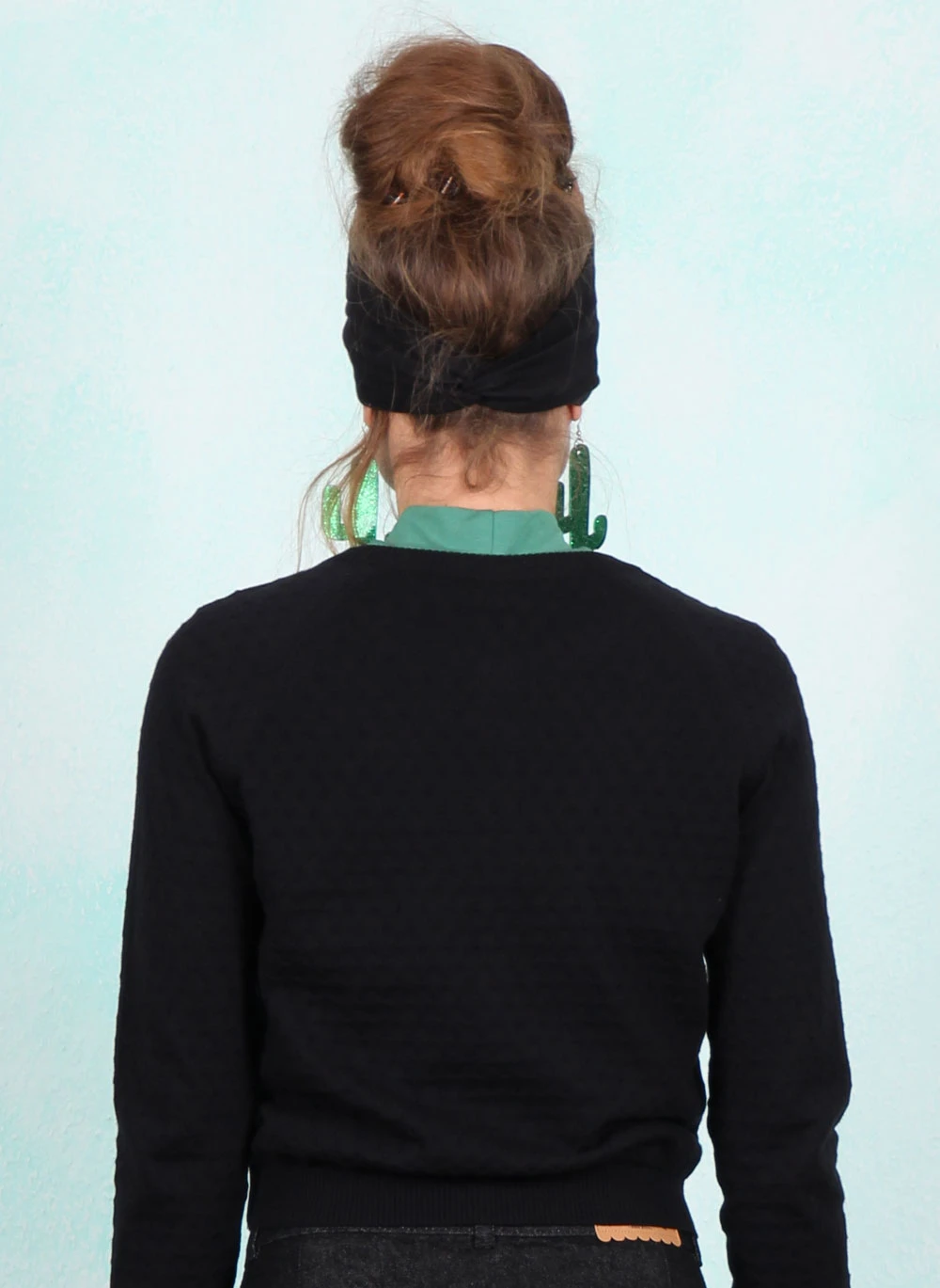Cardigan, Sweet Knit, plain-black-braid - Image 2