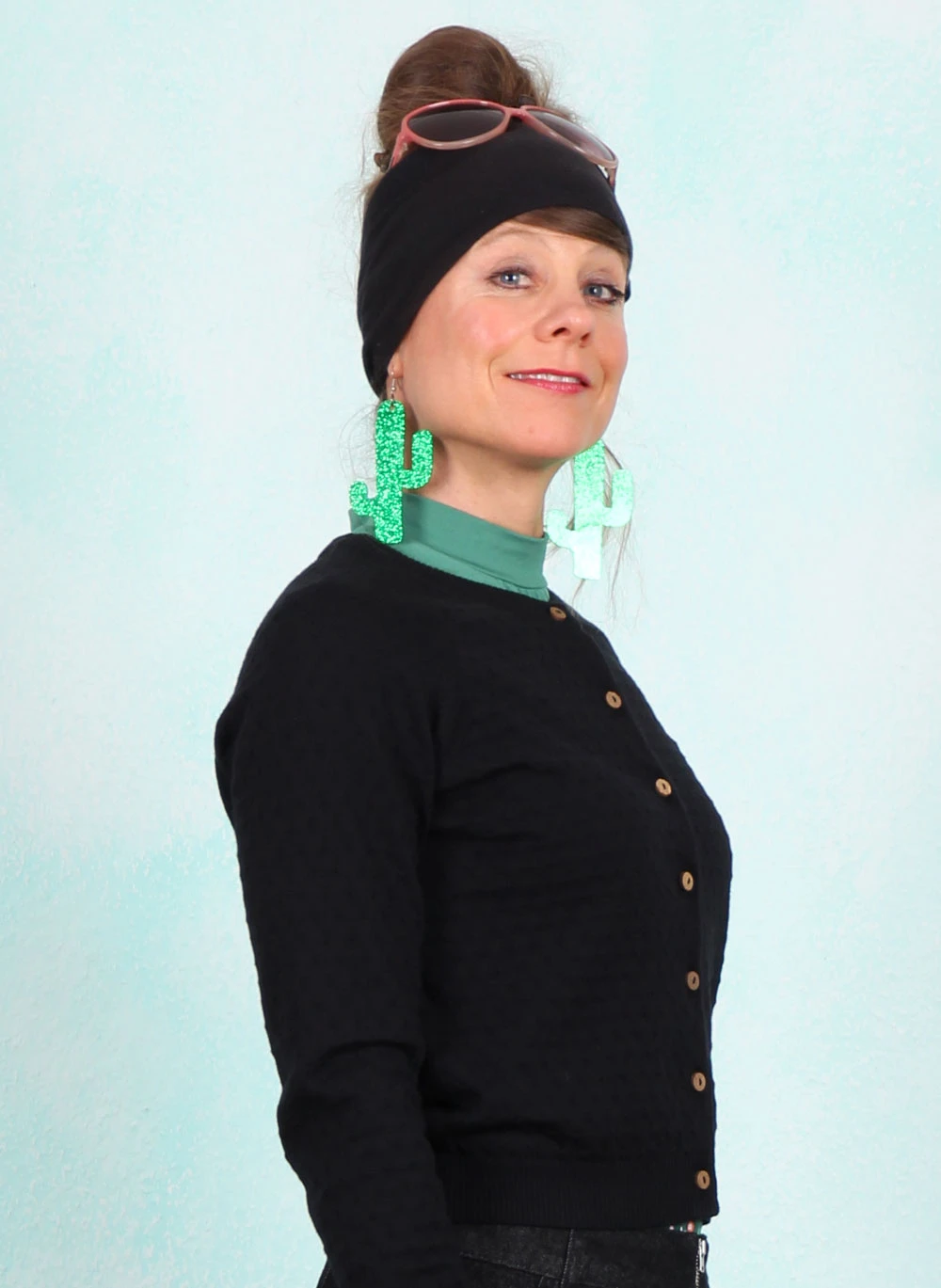 Cardigan, Sweet Knit, plain-black-braid - Image 1