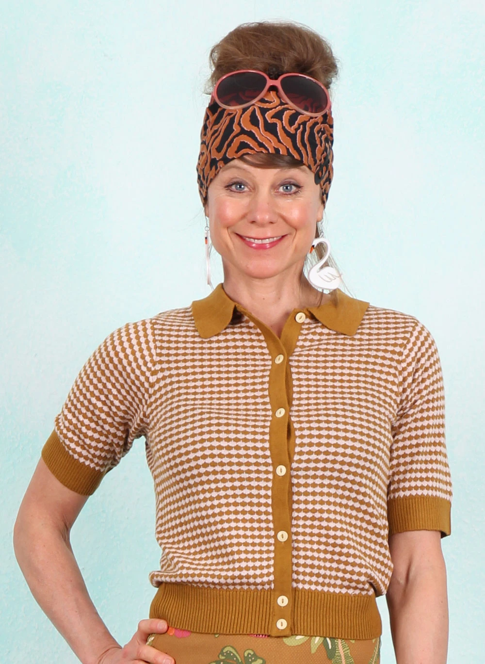 Shirt, Petite Poloette, mixed-dots-rose-brown - Image 1