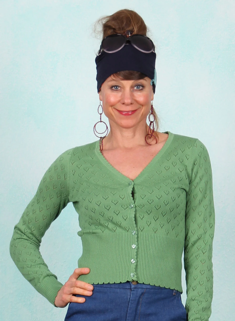Cardigan, 07050-263, green - Image 1