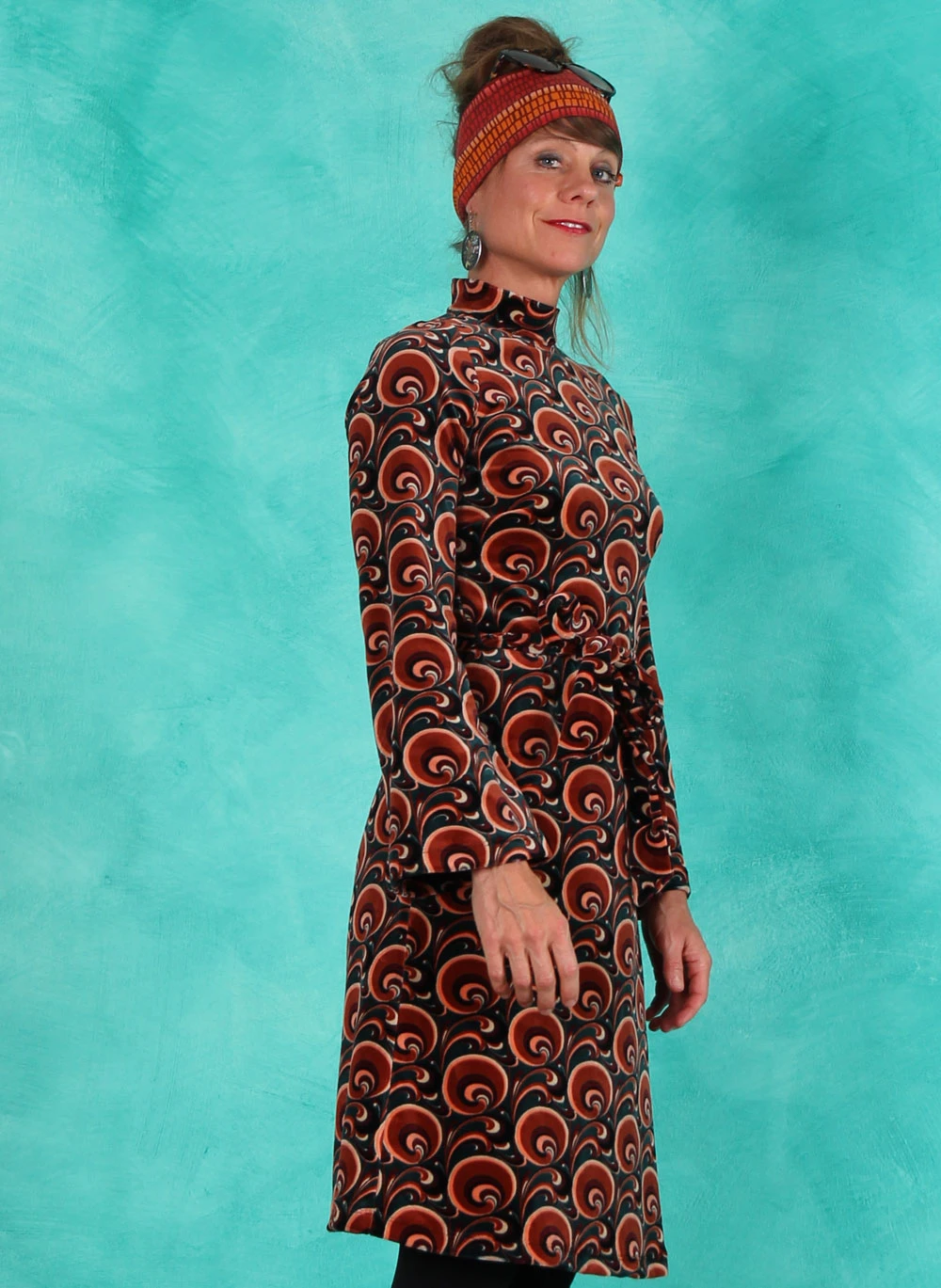 Samt-Kleid, 08537-200, green-multi - Image 2