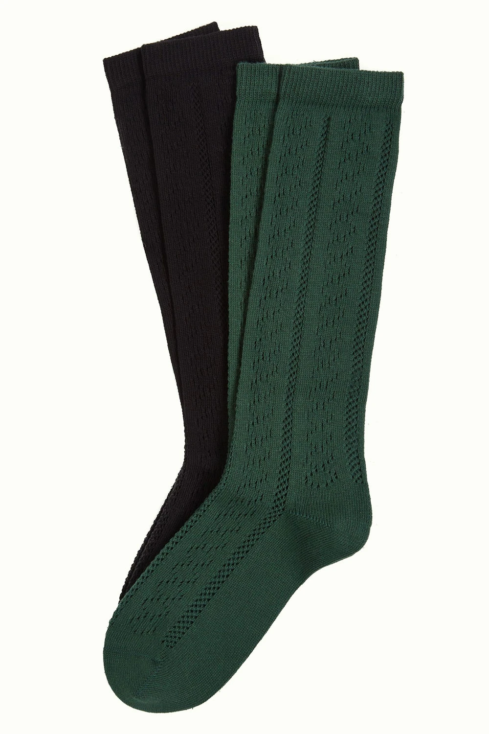 Kniestürmpfe 2er-Pack, 09391-001, black-green - Image 1
