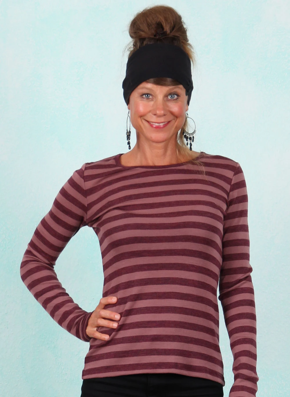 Shirt, 10988-4-621b, dark-pink-stripes - Image 1